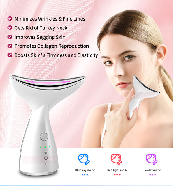 EMS Microcurrent Neck & Face Beauty Device – LED Photon Therapy for Skin Tightening, Lifting & Anti-Aging