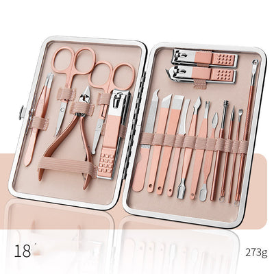 Stainless Steel Leather Case Multi-Piece Manicure Pedicure Kit