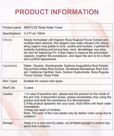 100ml Lyelerose Rose Petal Water
